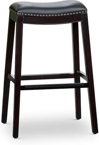 Miniatura 18 de DTY Indoor Living Durango - Taburete de cuero regenerado, taburete de mostrador de 24 pulgadas, acabado natural, asiento de cuero de silla Acabado