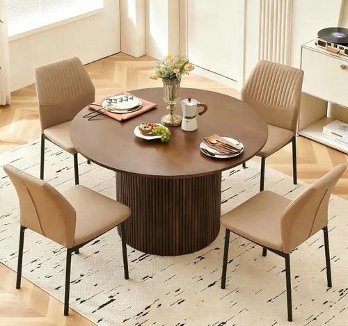 Miniatura 43 de Juego de mesa de comedor redonda de 37 pulgadas para 4, juego de café pequeño moderno de mediados de siglo para comedor, cocina y apartamento
