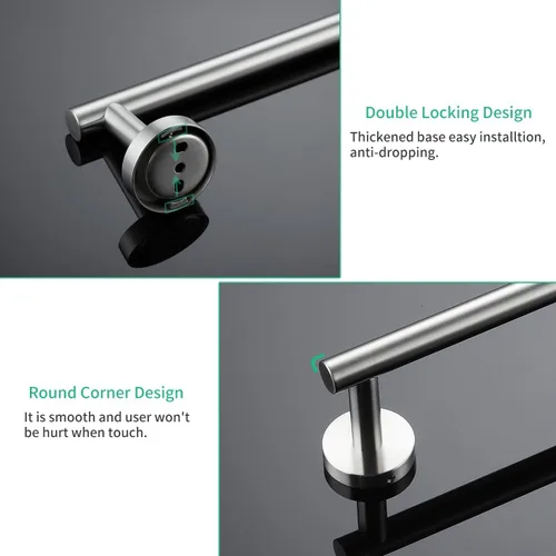 Miniatura 9 de Miyili BS01N4 - Juego de accesorios de baño de 4 piezas, acero inoxidable cepillado, soporte para pared, incluye toallero doble, toallero de mano