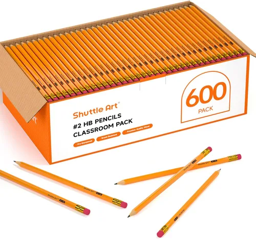 Miniatura 8 de Shuttle Art 60 paquete de lápices, #2 HB, lápices preafilados con gomas de borrar en la parte superior, lápices de madera premium en color amarillo