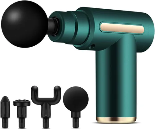 Miniatura 11 de Pistola de masaje, masajeador muscular de percusión de tejidos profundos, pistola de masaje de viaje de metal completo, con 6 velocidades y 4 Negro