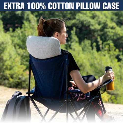 Miniatura 9 de alkamto Almohada de espuma viscoelástica cómoda para viajes y campamentos, bolsa portátil fácil de transportar, funda de almohada con regulación