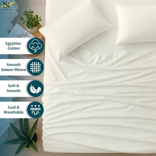 Miniatura 18 de Shreem Linen Olympic - Juego de sábanas tamaño Queen de 66 x 80 pulgadas, 100% algodón egipcio, juego de ropa de cama de 4 piezas, se adapta a Azul