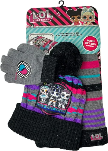 Miniatura 8 de LOL Surprise - Conjunto de sombrero y guante de invierno para niñas y niños pequeños sombrero de invierno con bufanda y sombrero y guante para niños