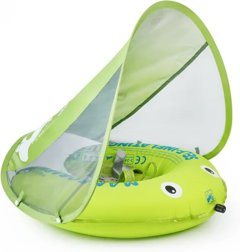 Miniatura 25 de Mambobaby Flotador de natación para bebé con toldo, flotador de bebé sólido no inflable, material de cuero suave impermeable y agradable a la piel