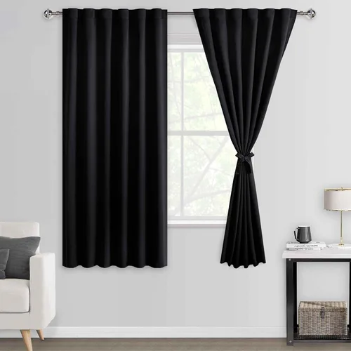 Miniatura 33 de DWCN Cortinas opacas con pestaña trasera para ventana - Cortinas opacas con bolsillo para barra para oscurecer la habitación para dormitorio/sala