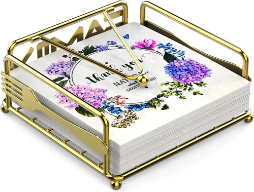 Miniatura 11 de Servilletero para mesa, dispensador de servilletas plano con brazo con peso, soporte cuadrado para servilletas de cóctel de elegante hierro rústico