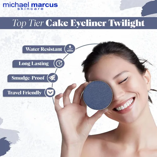Miniatura 2 de michael marcus Delineador de ojos y pincel para pastel, 2 piezas de delineador de ojos prensado en seco activado por agua y cepillo profesional