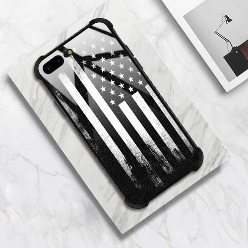 Miniatura 6 de Carcasa para iPhone 8 Plus, 9H de cristal templado para iPhone 7 Plus, para hombres y niños, diseño de patrón fresco a prueba de golpes, Bandera