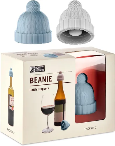 Tapón decorativo de botella de silicona con forma de gorro en caja de regalo, juego de dos, tapón novedoso, conservador de bebidas y vino, tapones
