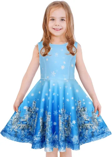 LaBeca - Vestido sin mangas o de manga larga para niñas, vestidos informales con diseño de unicornio o sirena para niñas pequeñas o grandes