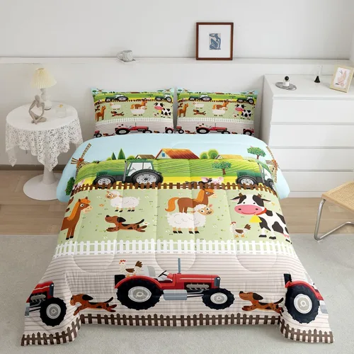 Miniatura 56 de Feelyou - Juego de funda de edredón para niños, castillo rosa, tamaño individual, lindo juego de edredón con moño, juego de cama para niños y niñas