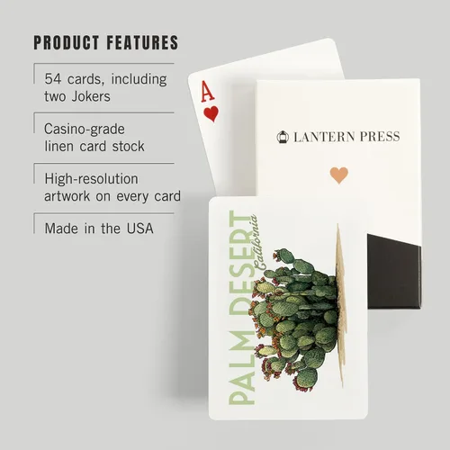 Miniatura 3 de Lantern Press Palm Desert, California, cactus tuna (52 cartas de juego, baraja de cartas de tamaño póquer con comodines)