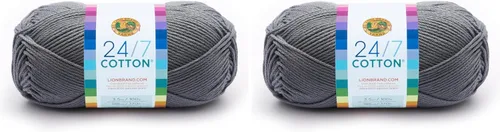 Miniatura 109 de Lion Brand Yarn, Hilo ligero mercerizado de algodón 24/7 para tejer, ganchillo y manualidades, Almirante, 1 paquete, 185 yardas de fibra natural