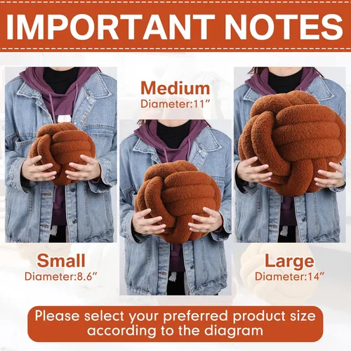 Miniatura 6 de Namalu 2 almohadas de nudo, redondas, decorativas, estéticas, anudadas, para el hogar, habitación, sofá, cama, piso (caramelo, 11 pulgadas)