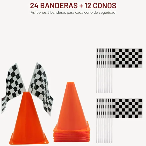 Miniatura 8 de 4E's Novelty Juego de 38 piezas – 12 conos de tráfico con agujero en la parte superior, 24 banderas a cuadros, corredor de suelo – para suministros