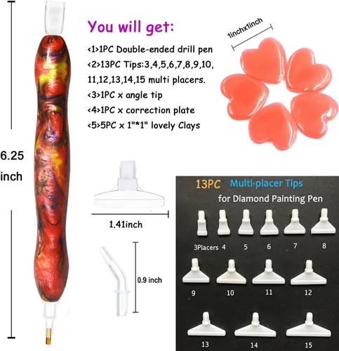 Miniatura 6 de Praise V Do Kit de herramientas de accesorios de taladro de pintura de diamante, 5D hecho a mano con diamantes para taladro, puntas de lápiz Rojo