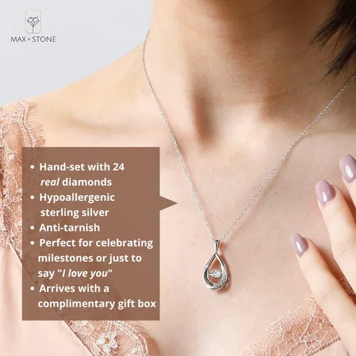 Miniatura 2 de MAX + STONE Collares de diamantes bailarines para mujer Collar de diamantes de plata de ley con cadena de 18 pulgadas Collares con colgante