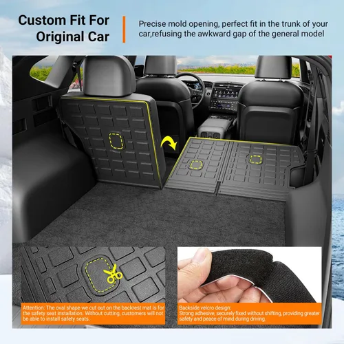 Miniatura 2 de Protección de asiento trasero powoq compatible con Hyundai Tucson 2022-2026, alfombrilla de respaldo TPE, alfombrilla de carga para todo