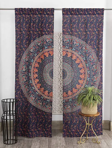 Miniatura 15 de Cortinas de ventana de mandala hippie indio, gitano, bohemio, sol, luna, hermosas cortinas para dormitorio, sala de estar, balcón, cenefa