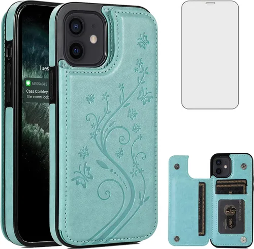 Miniatura 10 de Asuwish Funda compatible con iPhone 12 Pro iPhone12 6.1, protector de pantalla de vidrio templado, tarjetero y cartera, funda de cuero para iPhone