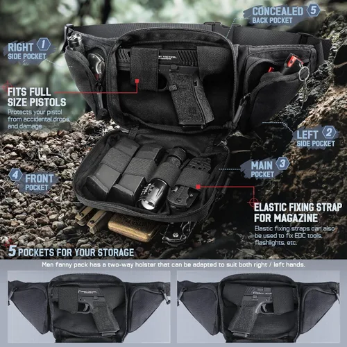 Miniatura 2 de LIVANS Cangurera de transporte oculto, bolsa táctica para pistola de transporte para hombre, funda de ocultación para armas de 1911 y G 17, 19, 20