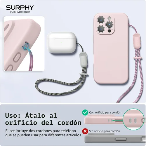 Miniatura 2 de SURPHY Paquete de 2 cordones de teléfono para funda de teléfono celular, correa de muñeca para teléfono para funda, correa de teléfono celular