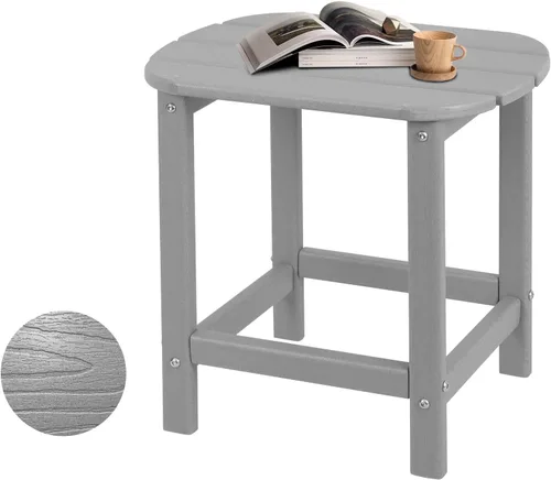 Miniatura 8 de Plawdlik Hdpe - Mesa auxiliar Adirondack para exteriores, con textura de madera, juego para patio, jardín, porche, piscina, patio compuesto, patio
