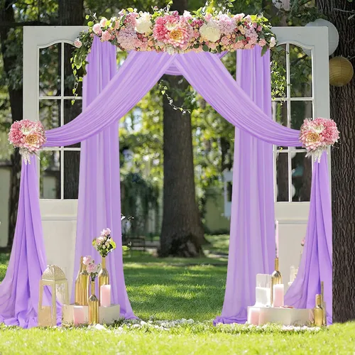 Miniatura 9 de Tela para Drapeado de Arco de Boda Azul Real 20 FT 1 Panel Cortinas de Gasa Azul Cortinas de Telón de Fondo Transparentes Arcos de Boda