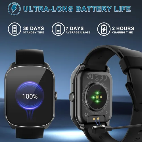 Miniatura 6 de Reloj inteligente para hombres y mujeres, reloj inteligente de pantalla curva HD de 1.95 pulgadas (respuesta/hacer llamadas), rastreador