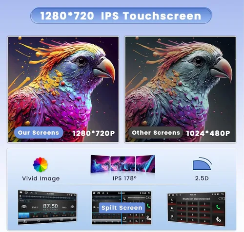 Miniatura 4 de 8 Core 4+64 GB 7 pulgadas Android 15 Doble DIN coche estéreo inalámbrico Carplay, pantalla táctil Android Auto receptor de radio de coche con 59UI