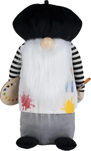 Rae Dunn Gnomo Artista Creador – Gnomo de peluche con paleta de pintura, sombrero de artista, pinceles y delantal de pintura – Decoración de gnomo