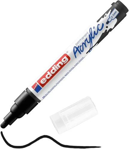 Miniatura 17 de edding 5100 Medium Grey-1 Punta redonda impermeable de 0.079-0.118 in, pintura acrílica para dibujar sobre lienzo, papel de arte y marcadores