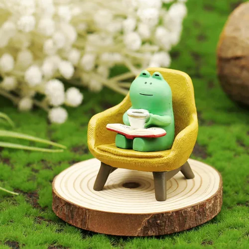 Miniatura 4 de PEUTIER Estatua de rana en miniatura, mini figuras de rana creativa y divertida, escultura de rana diminutas de resina, decoración para el hogar