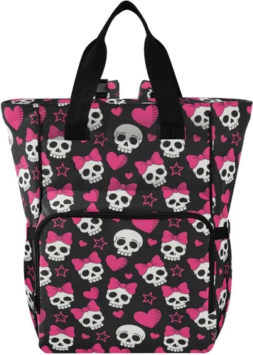 Miniatura 22 de MNSRUU Bolsa de pañales de calavera gris, mochila multifunción para pañales de viaje, bolsa de pañales de gran capacidad, mochilas para cambiar