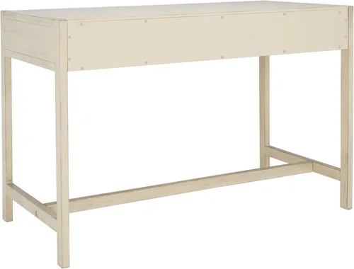 Miniatura 6 de SAFAVIEH Muebles - Escritorio Esther con 2 cajones, color blanco antiguo, madera maciza, diseño de herrajes dorados glamorosos, ideal para oficina