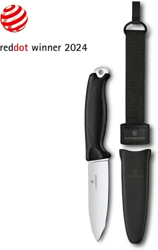 Miniatura 2 de Victorinox Venture Cuchillo de Hoja Fija Full Tang de Acero Inoxidable para Exteriores - Mango Negro Duradero, Cuchillo del Ejército Suizo Ideal