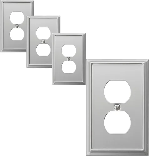 Miniatura 11 de OKAWYC Aria - Placa de pared metálica para interruptor de luz en blanco, paquete de 4 unidades, níquel cepillado de 1 banda, cubierta de interruptor