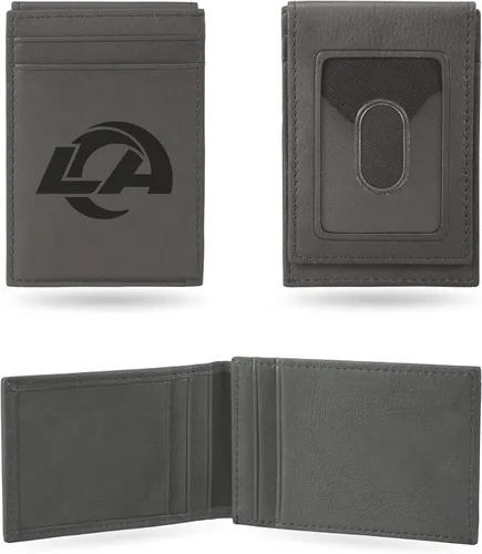 Miniatura 7 de Rico Industries - Cartera de bolsillo frontal con grabado láser NFL de fútbol, gris, compacta/cómoda/delgada
