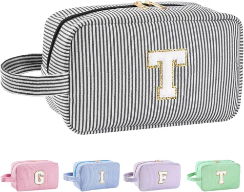 Miniatura 141 de Regalos personalizados para mujeres, bolsa de maquillaje con inicial, bolsa de maquillaje de viaje, bolsa de cosméticos, bolsa de artículos