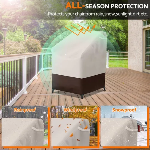 Miniatura 7 de STARTWO Fundas apilables para sillas de patio, resistentes e impermeables, para muebles de exterior, se adapta a 4-6 sillas de comedor apilables, 36