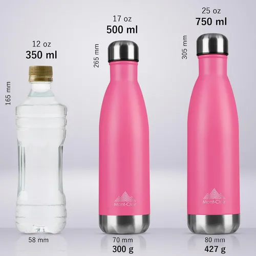 Miniatura 3 de Mont-Clair H2O - Botella de agua de acero inoxidable aislada al vacío, sin BPA, botella de bebidas frías 12 horas y calientes las 24 horas, metal