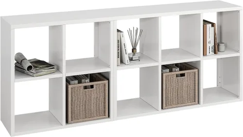 Miniatura 33 de IRONMIX Organizador de almacenamiento de 5 cubos de metal, estantería corta negra, soporte de TV para televisores de hasta 40 pulgadas, centro