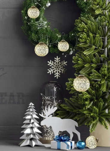 Miniatura 3 de Serene Spaces Living Juego de 4 adornos de bola de cristal con forma de diamante dorado para árbol de Navidad, decoración de vacaciones, Pascua