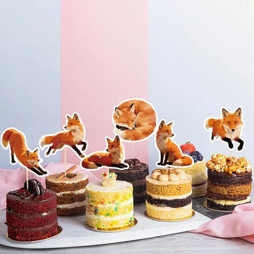 Miniatura 5 de 48 Pcs Fox Cupcake Toppers - Woodland Animal Cake Picks for Woodland Animal-Themed Baby Shower Birthday Party Table Decorations Supplies