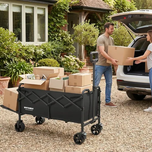 Miniatura 7 de Whitsunday Carro plegable 2 en 1, carros utilitarios resistentes con ruedas grandes todo terreno para campamento, jardín, playa, deportes