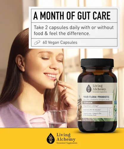 Miniatura 9 de Your Flora Probiotic Terrain - Probióticos sin OMG con soja fermentada, aloe vera y olmo resbaladizo para el equilibrio intestinal y la digestión