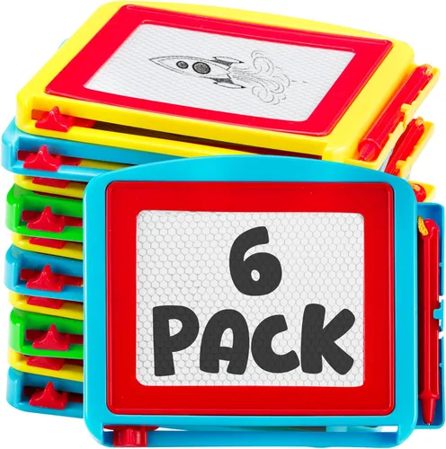 Bedwina Pizarra magnética de dibujo para niños (paquete de 6) Tableta de dibujo borrable y bloc de dibujo de viaje para niños y niñas, regalos de
