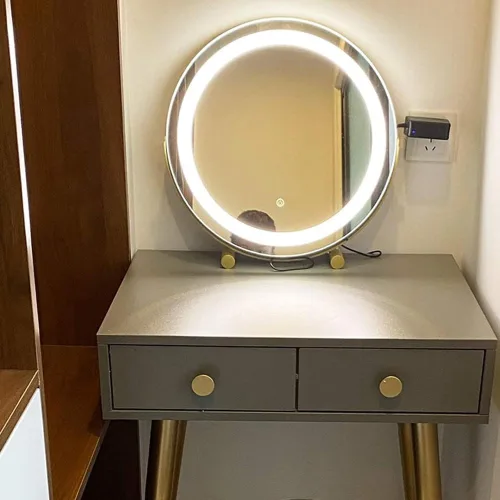 Miniatura 7 de Espejo de maquillaje con luces, espejo de tocador grande iluminado, pantalla de control táctil inteligente y rotación de 360 grados con espejo