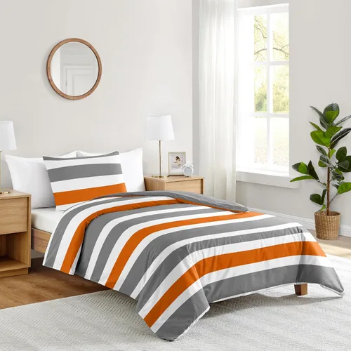 Miniatura 2 de Sweet Jojo Designs Juego de edredón individual de 2 piezas (rayas modernas) para niños o niñas, adolescentes, ropa de cama para niños, cama en una